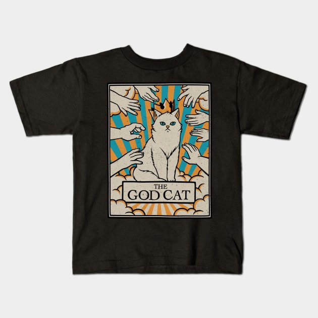 The God White Cat Tarot Card by Tobe Fonseca Kids T-Shirt by Tobe_Fonseca